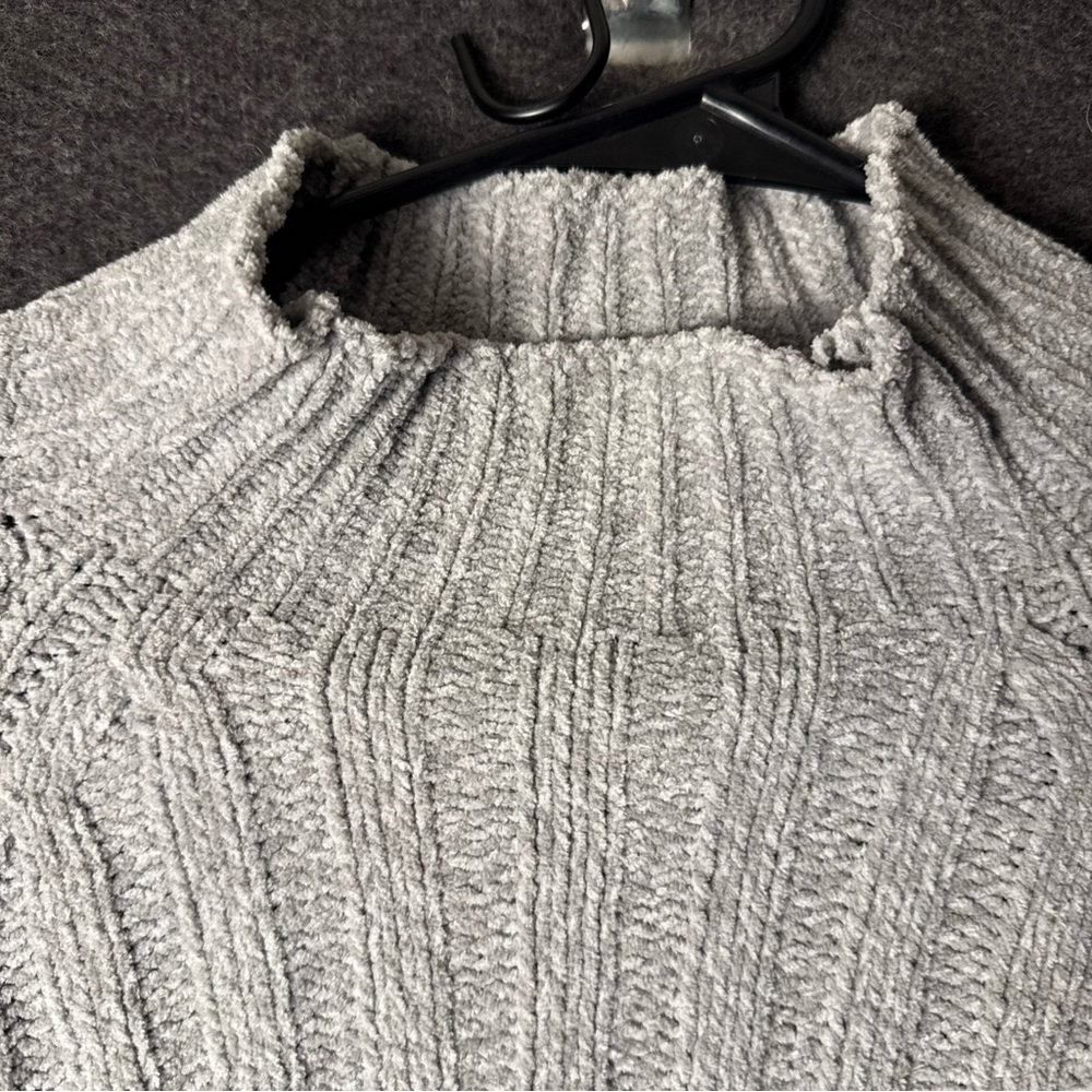 American Eagle women’s XS long sleeve sweater crop high neck grey Y2K Preppy - Picture 2 of 9